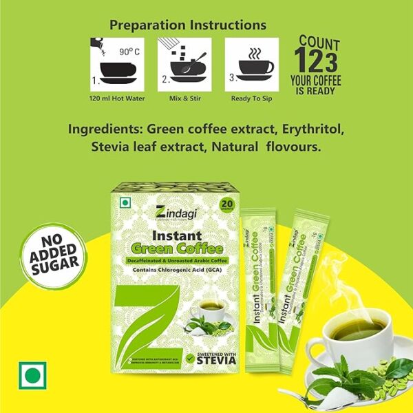 Three steps for instant green coffee