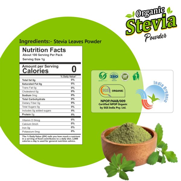 Nutritional value of stevia organic sweetener