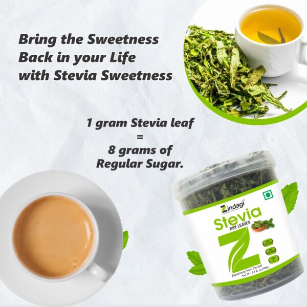 1 gm of stevia leaves =8 gm of sugar